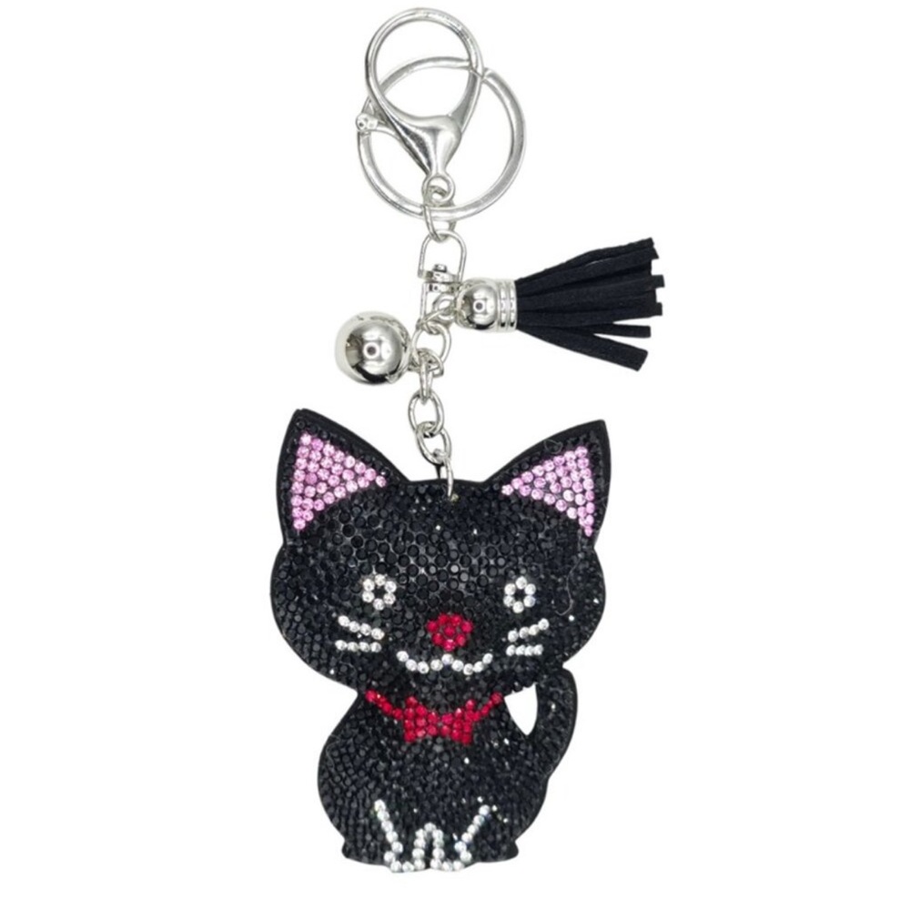 Black Cat Sparkly Keychain
